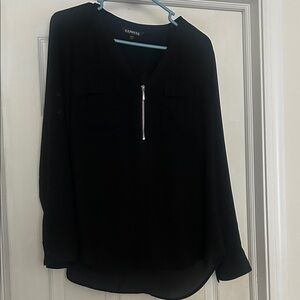 Women's Black Blouse with Zipper Detail